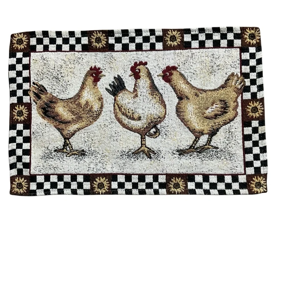 Set of 4 Rooster Chicken Placemats 18 x 12 Country Farmhouse
